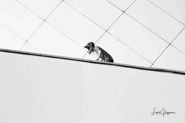 Street Fotografie in Luxemburg: Mountainbiker in der Stadt